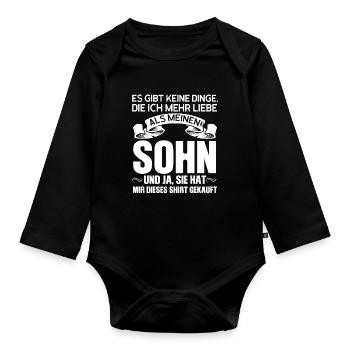 Sohn Eltern Sohn & Papa Geschenk - Baby Bio-Langarm-Body - Schwarz - Vorne