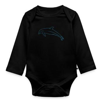 Océan liberté Dolphin amour cadeau - Body Bébé bio manches longues - noir - Devant