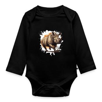 Rhino Soccer Sports Team - Organic Longsleeve Baby Bodysuit - black - Front