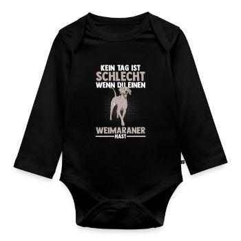 Hund Weimaraner - Baby Bio-Langarm-Body - Schwarz - Vorne