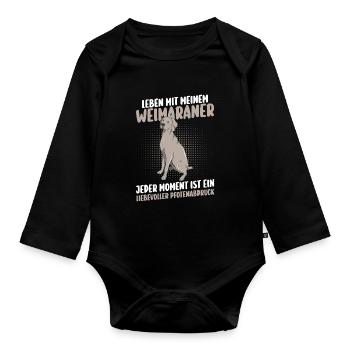 Hund Weimaraner - Baby Bio-Langarm-Body - Schwarz - Vorne