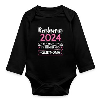 Rentnerin 2024 Oma Rentnerin Geschenk - Baby Bio-Langarm-Body - Schwarz - Vorne