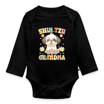 Groovy Hundeliebhaberin - Baby Bio-Langarm-Body - Schwarz - Vorne