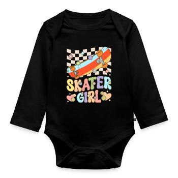 Skateboarding Mädchen Weibliche Skateboarderin Ska - Baby Bio-Langarm-Body - Schwarz - Vorne