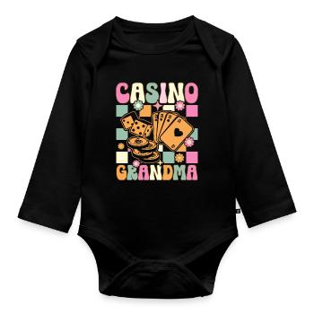 Groovy Slot Machine Casino Liebhaber Glücksspiel - Baby Bio-Langarm-Body - Schwarz - Vorne