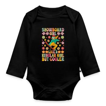 Fille de snowboard - Body Bébé bio manches longues - noir - Devant