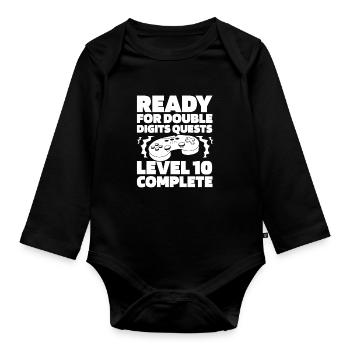 Gaming 10e anniversaire 10 ans Gamer - Body Bébé bio manches longues - noir - Devant