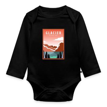 Glacier National Park, British Columbia, Canada - Organic Longsleeve Baby Bodysuit - black - Front