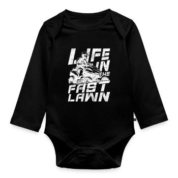 La vie de tondeuse à gazon de course dans la pelouse rapide - Body Bébé bio manches longues - noir - Devant