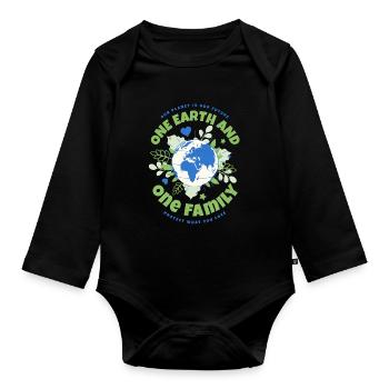 Journée de la Terre Une Terre et une Famille - Body Bébé bio manches longues - noir - Devant