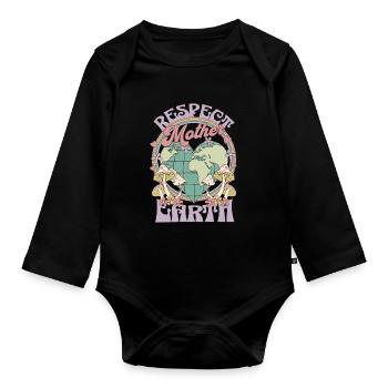 Respect Mother Earth Day - Organic Longsleeve Baby Bodysuit - black - Front
