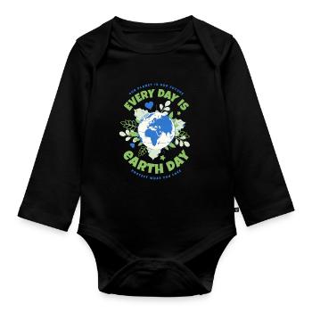 Every Day Is Earth Day - Baby Bio-Langarm-Body - Schwarz - Vorne