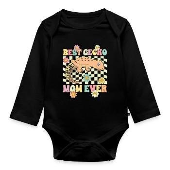 Leopard Gecko Mom Lizard Reptile - Organic Longsleeve Baby Bodysuit - black - Front