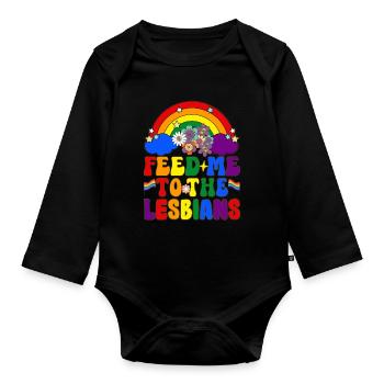 Groovy Lesbian Pride LGBTQ - Organic Longsleeve Baby Bodysuit - black - Front