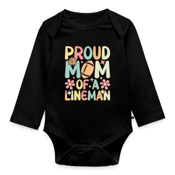 Groovy Football Lineman Mom - Organic Longsleeve Baby Bodysuit - black - Front