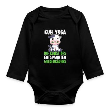 Kuh Bauer Bauernhof Kuhbauer Kühe - Baby Bio-Langarm-Body - Schwarz - Vorne