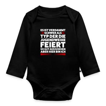 Jugendweihe Jugend Teenager Feier Geschenk - Baby Bio-Langarm-Body - Schwarz - Vorne