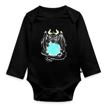 dragon, creature, mythical creature, fairy tale, fairy tale character - Organic Longsleeve Baby Bodysuit - black - Front