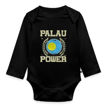 Cooles Palau, Design - Baby Bio-Langarm-Body - Schwarz - Vorne