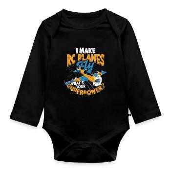 Modellflugzeug Modellflieger I Make Planes - Baby Bio-Langarm-Body - Schwarz - Vorne