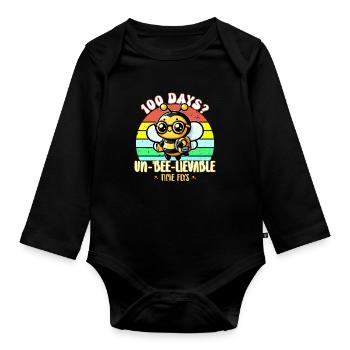 100 days Un-Bee-Lievable Time Flys 100th School - Organic Longsleeve Baby Bodysuit - black - Front