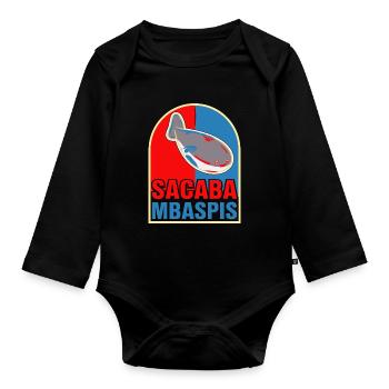 Fish Meme Red Blue - Organic Longsleeve Baby Bodysuit - black - Front