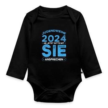 Jugendweihe 2024 Jugend Jugendfeier 2024 Geschenk - Baby Bio-Langarm-Body - Schwarz - Vorne