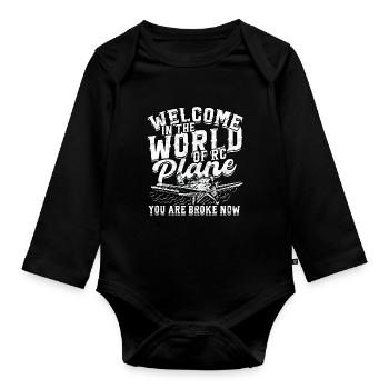 Model Airplane Model Airplane World Of RC Planes - Organic Longsleeve Baby Bodysuit - black - Front
