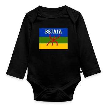Berber-Flagge Stadt Bejaia - Baby Bio-Langarm-Body - Schwarz - Vorne