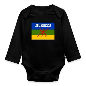 Drapeau Amazigh Maroc - Body Bébé bio manches longues - noir - Devant