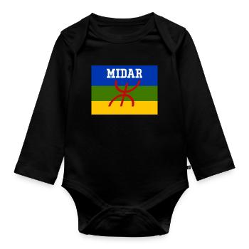 Drapeau Amazigh Ville de Midar - Body Bébé bio manches longues - noir - Devant