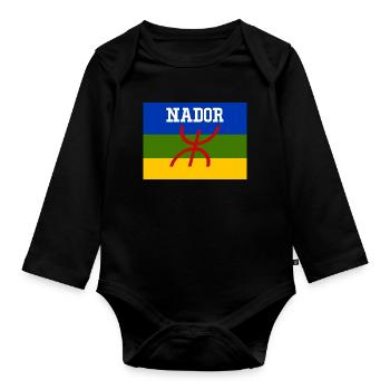 Drapeau Amazigh Ville de Nador - Body Bébé bio manches longues - noir - Devant