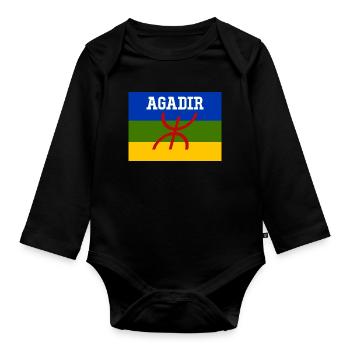 Drapeau Amazigh Ville d'Agadir - Body Bébé bio manches longues - noir - Devant