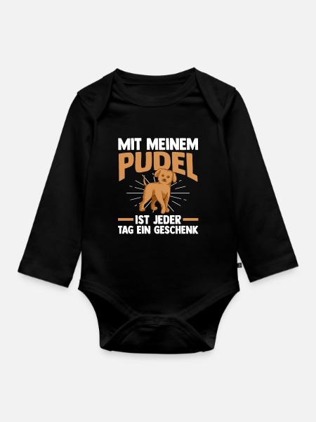 Hund Pudel - Baby Bio-Langarm-Body - Schwarz