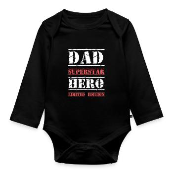Meilleur Papa Star Papa Papa Papa - Body Bébé bio manches longues - noir - Devant