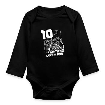 Gaming 10e anniversaire 10 ans Gamer - Body Bébé bio manches longues - noir - Devant