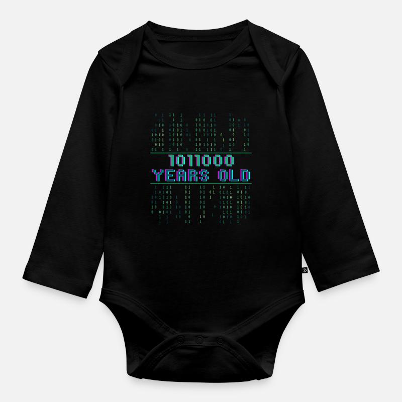88. Geburtstag 88 Jahre alt Binärcode Coder - Baby Bio-Langarm-Body - Schwarz