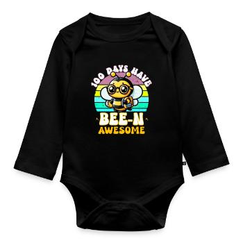 100 Tage Awesome Funny 100. Schultag - Baby Bio-Langarm-Body - Schwarz - Vorne