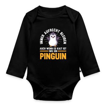 Süße Pinguin - Baby Bio-Langarm-Body - Schwarz - Vorne