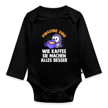 Süße Pinguin - Baby Bio-Langarm-Body - Schwarz - Vorne