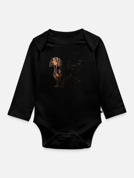 Dackel - Baby Bio-Langarm-Body - Schwarz