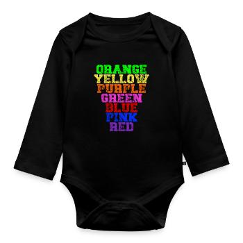 Couleurs de l’arc-en-ciel - drôle ROYGBIV - Body Bébé bio manches longues - noir - Devant