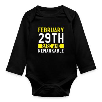 Happy Birthday Schaltjahr 29. Februar Schalttag - Baby Bio-Langarm-Body - Schwarz - Vorne