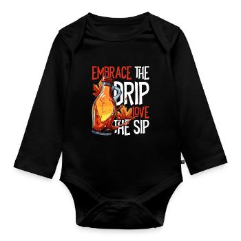 Sirop d’érable Sève d’érable Étreindre l’amour la gorgée - Body Bébé bio manches longues - noir - Devant