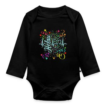 Herzkurve - Helau - Konfetti - Fasching - Baby Bio-Langarm-Body - Schwarz - Vorne