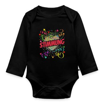 Stimmung Herz - Fasching - Karneval - Verkleidung - Baby Bio-Langarm-Body - Schwarz - Vorne