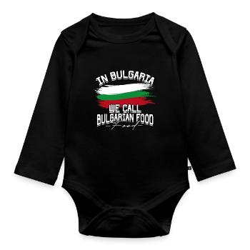 Bulgarien In Bulgaria We Call Bulgarian Food - Baby Bio-Langarm-Body - Schwarz - Vorne
