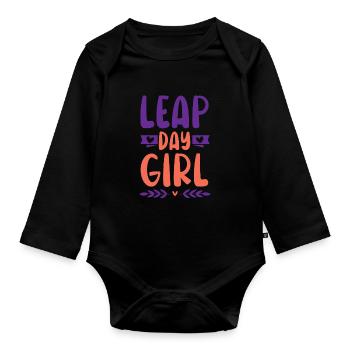 Happy Birthday Schaltjahr 29. Februar Schalttag - Baby Bio-Langarm-Body - Schwarz - Vorne