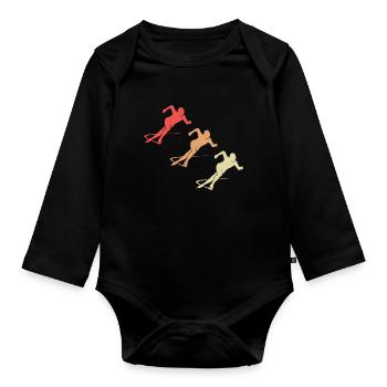 Farbenfrohes Eiskunstlauf Team Geschenk - Baby Bio-Langarm-Body - Schwarz - Vorne