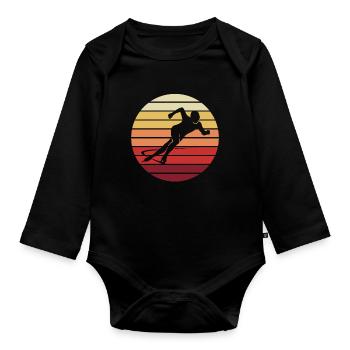 Figure Skating Sunset Silhouette Gift - Organic Longsleeve Baby Bodysuit - black - Front